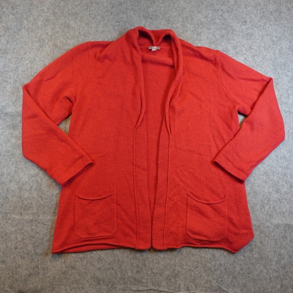 J. Jill Sweaters - J Jill Cardigan Women Large Red Merino Wool Cashmere Open Front Pocket Soft